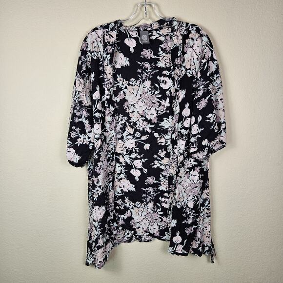 Vince Camuto Kimono Womens M Boho Floral Open Front Top Swim Coverup Vacation - Picture 1 of 15